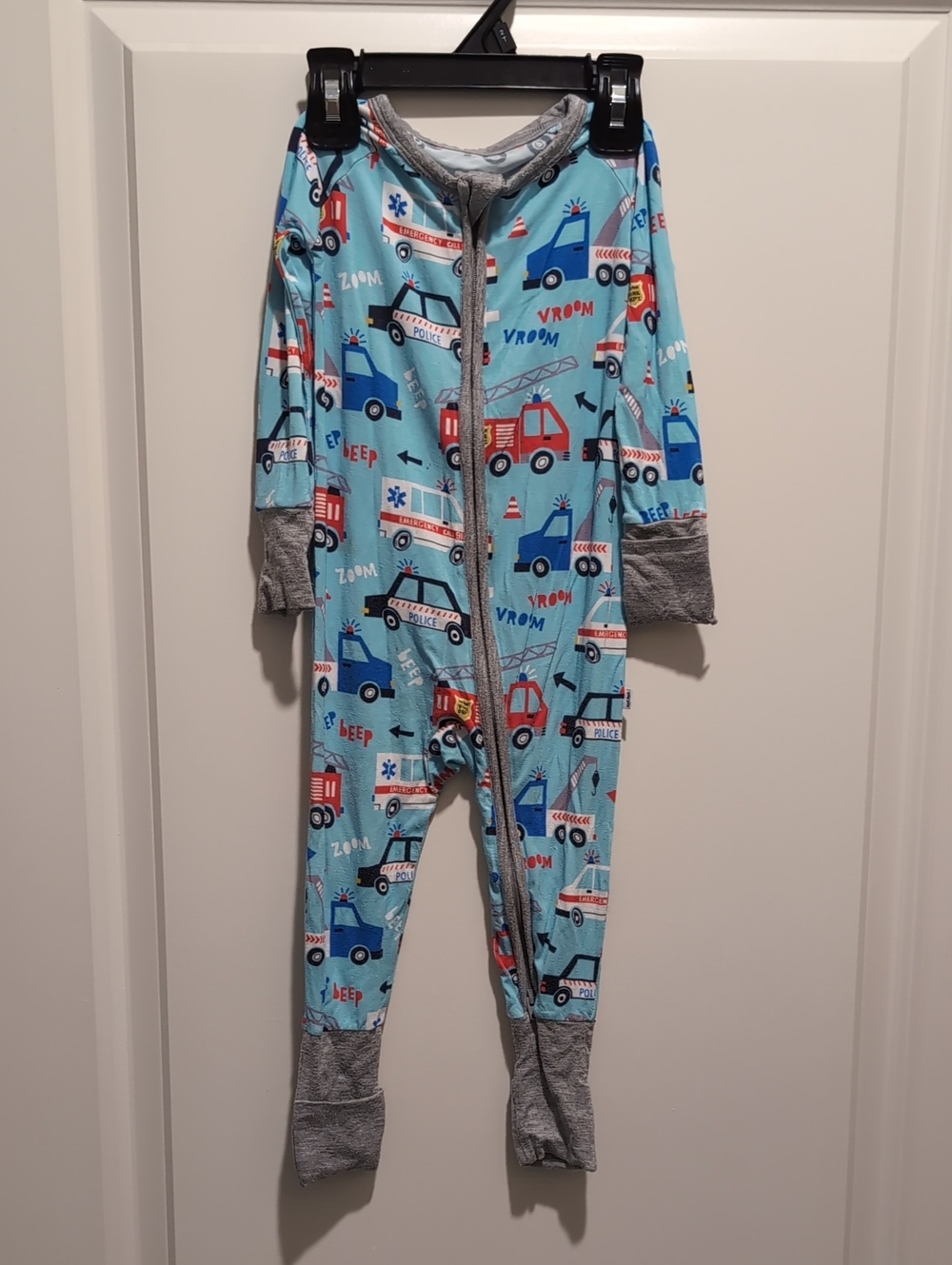 Little Sleepies Light Blue Rescue Vehicle Footed One-Piece